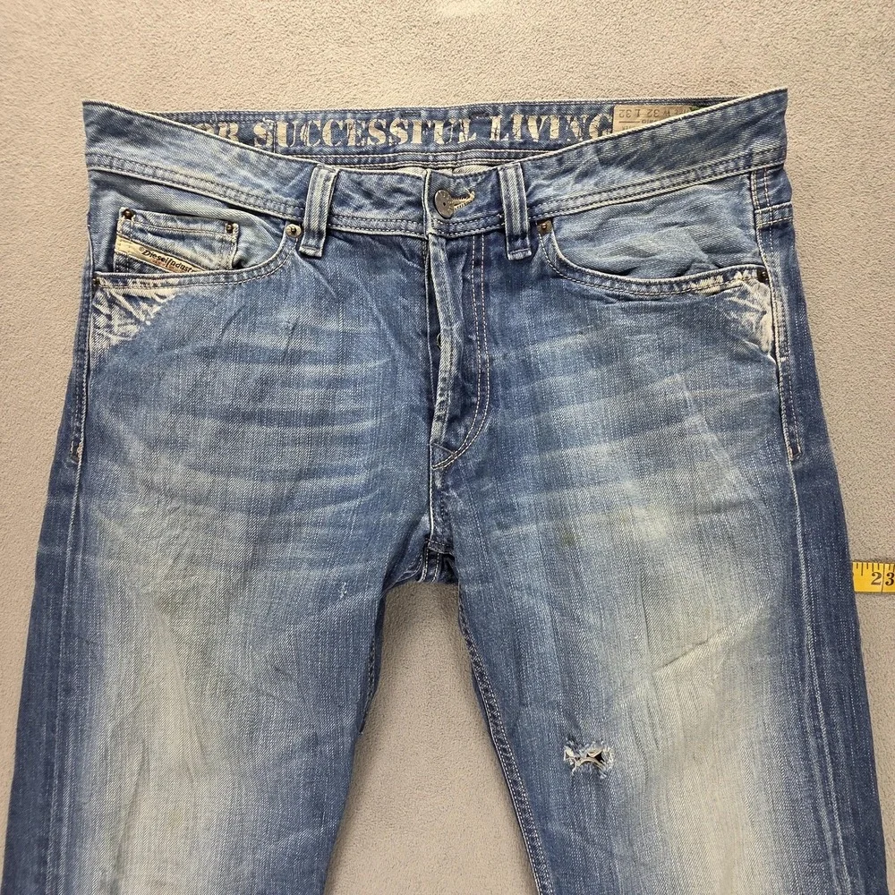 Diesel Jeans Mens 32x32 Blue Viker Straight Distressed Made In Italy 008MZ